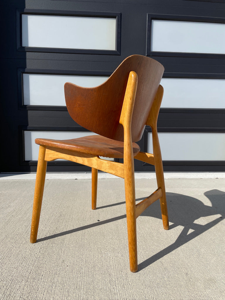 Pair Jens Hjorth Teak + Oak Model 307 Side Chair Danish Modern