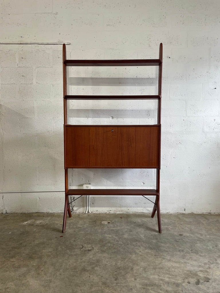 Danish Modern Bookcase Wall Unit or Room Divider with Secretary Desk by Arne Hovmand Olsen