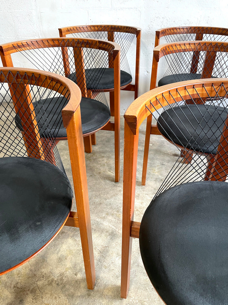 Niels Jorgen String Dining Chairs Set of 6 Danish Modern