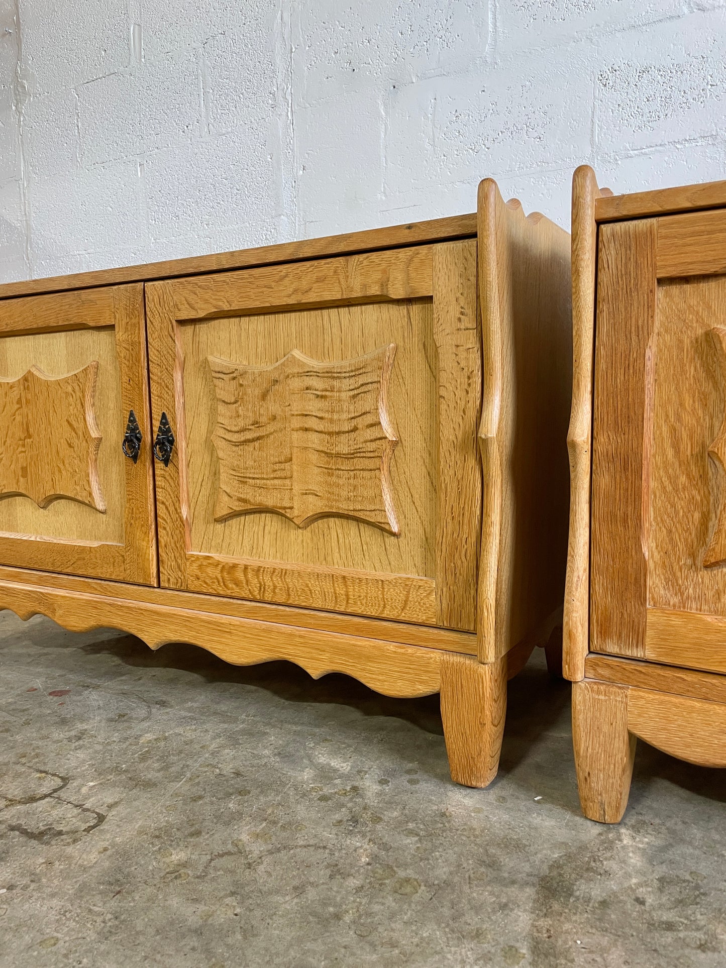 Henning Kjaernulf Oak Brutalist Danish Side Tables or Nightstands