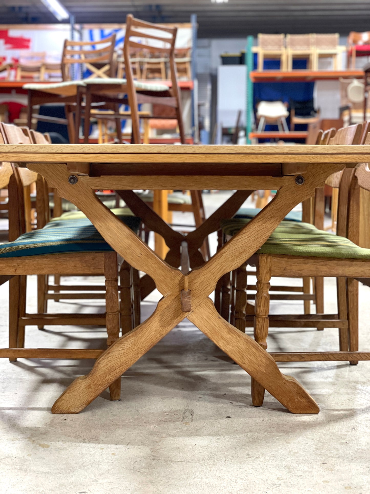 Henning Kjaernulf Oak Primitive Dining Table Expandable