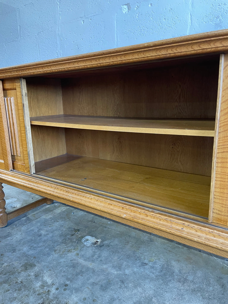 Danish Brutalist Rustic Oak Credenza or Console