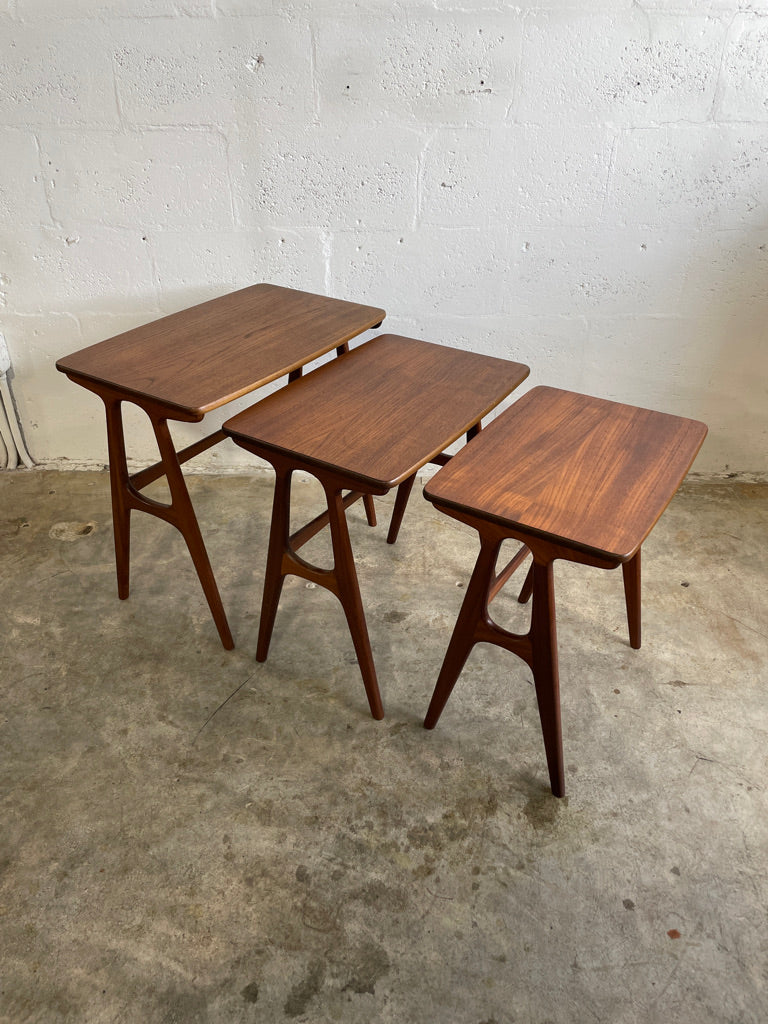 Vintage Danish Modern Teak Nesting Tables Erling Torvits