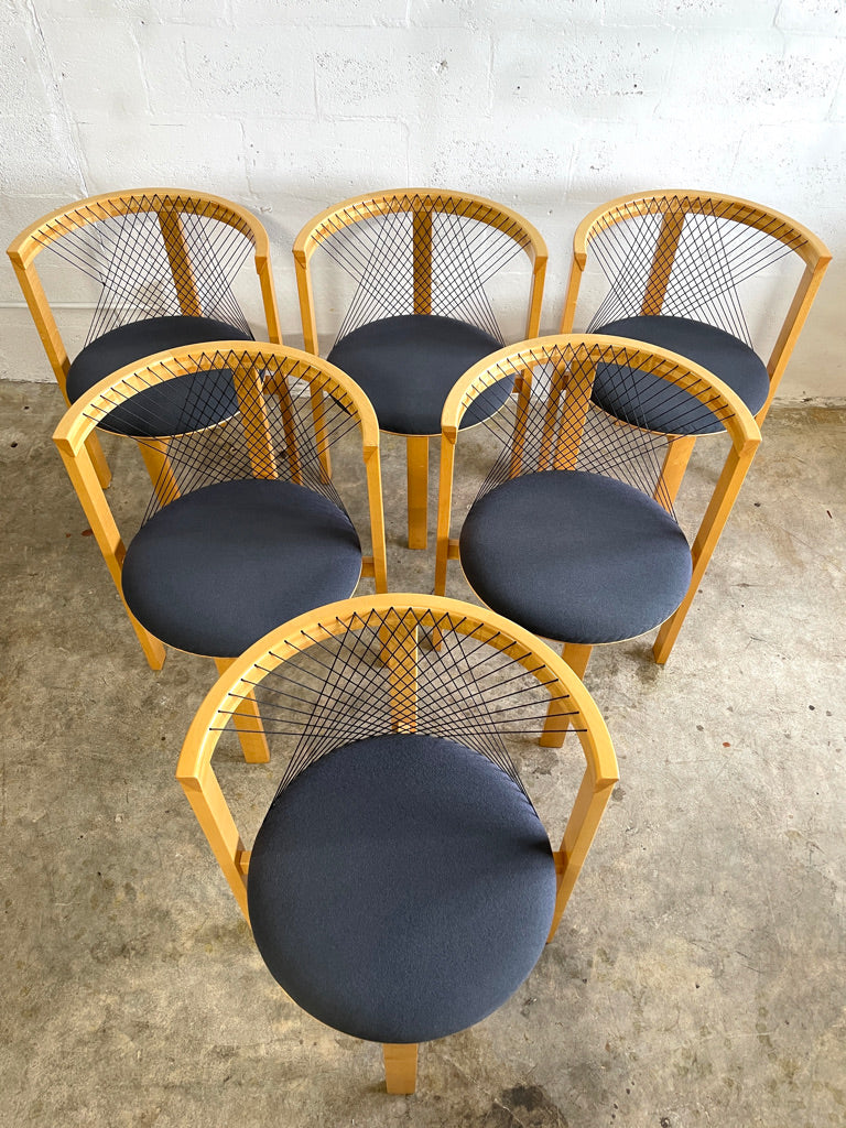 Niels Jorgen String Dining Chairs Set of 6 Danish Modern