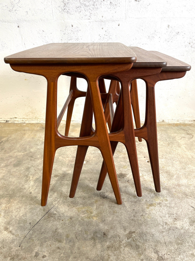 Vintage Danish Modern Teak Nesting Tables Erling Torvits