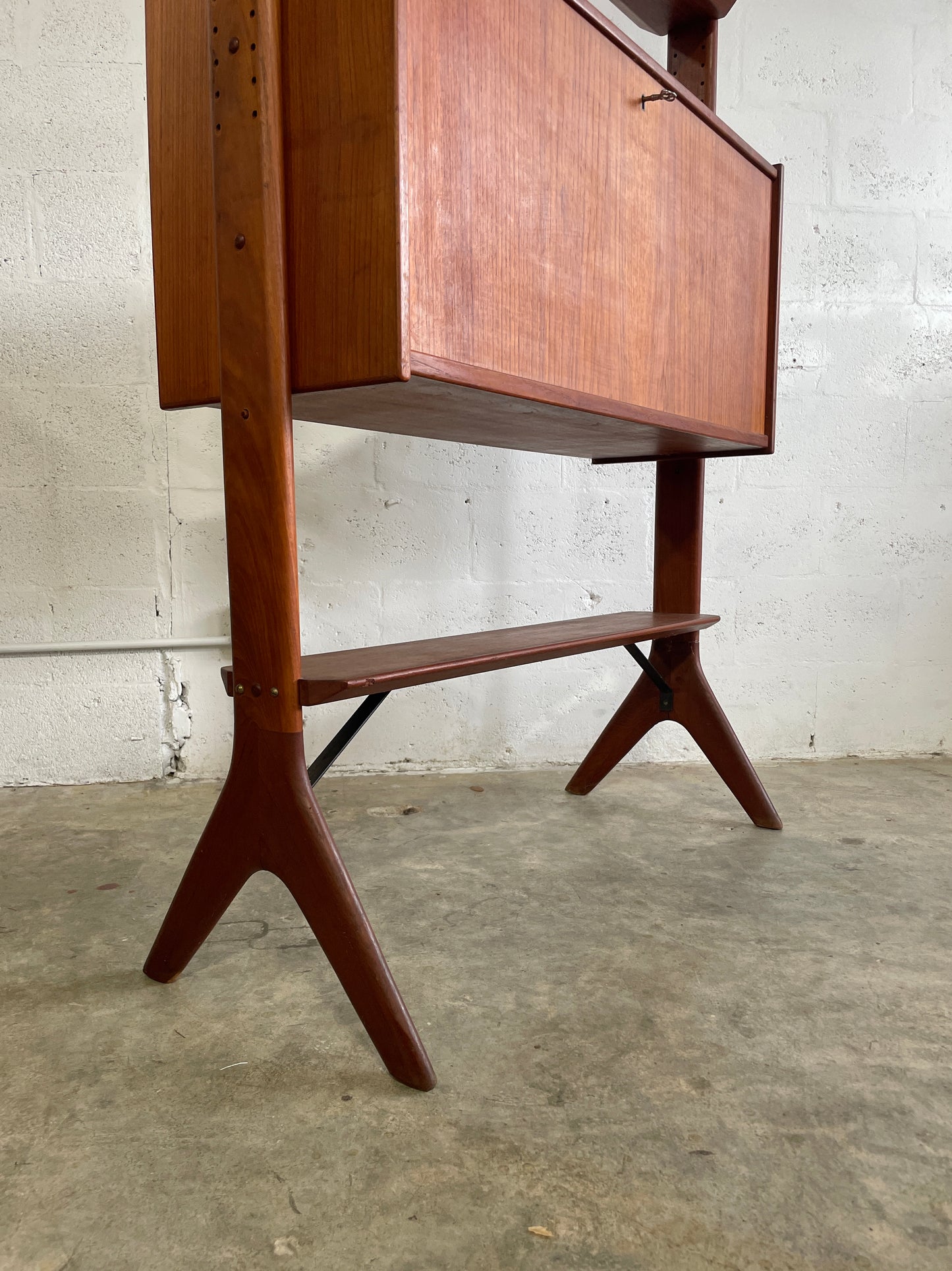 Danish Modern Bookcase Wall Unit or Room Divider with Secretary Desk by Arne Hovmand Olsen