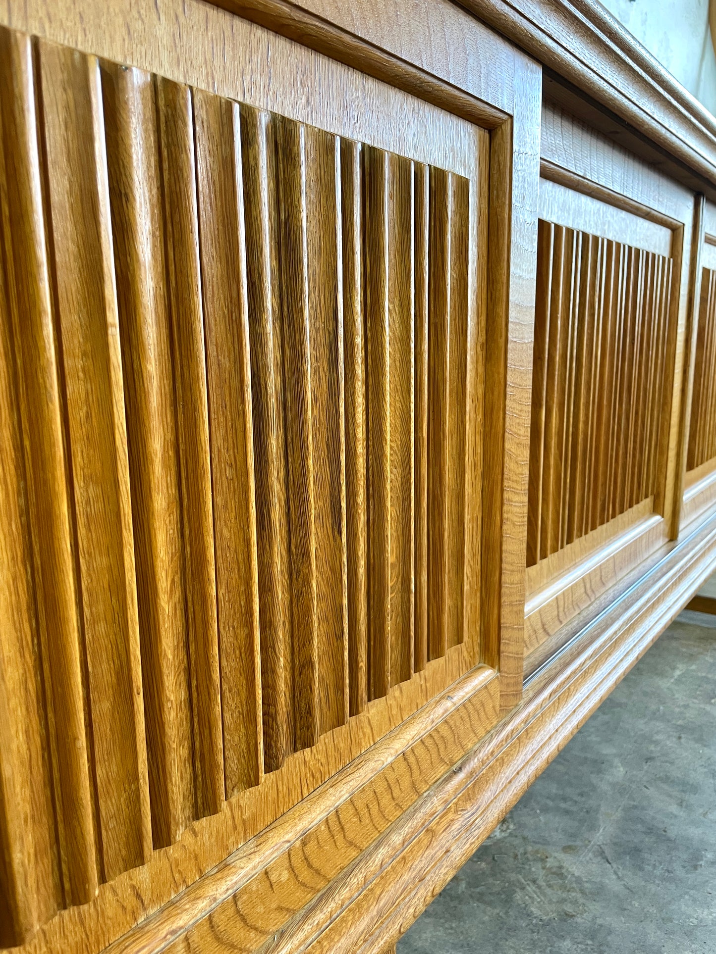 Danish Brutalist Rustic Oak Credenza or Console