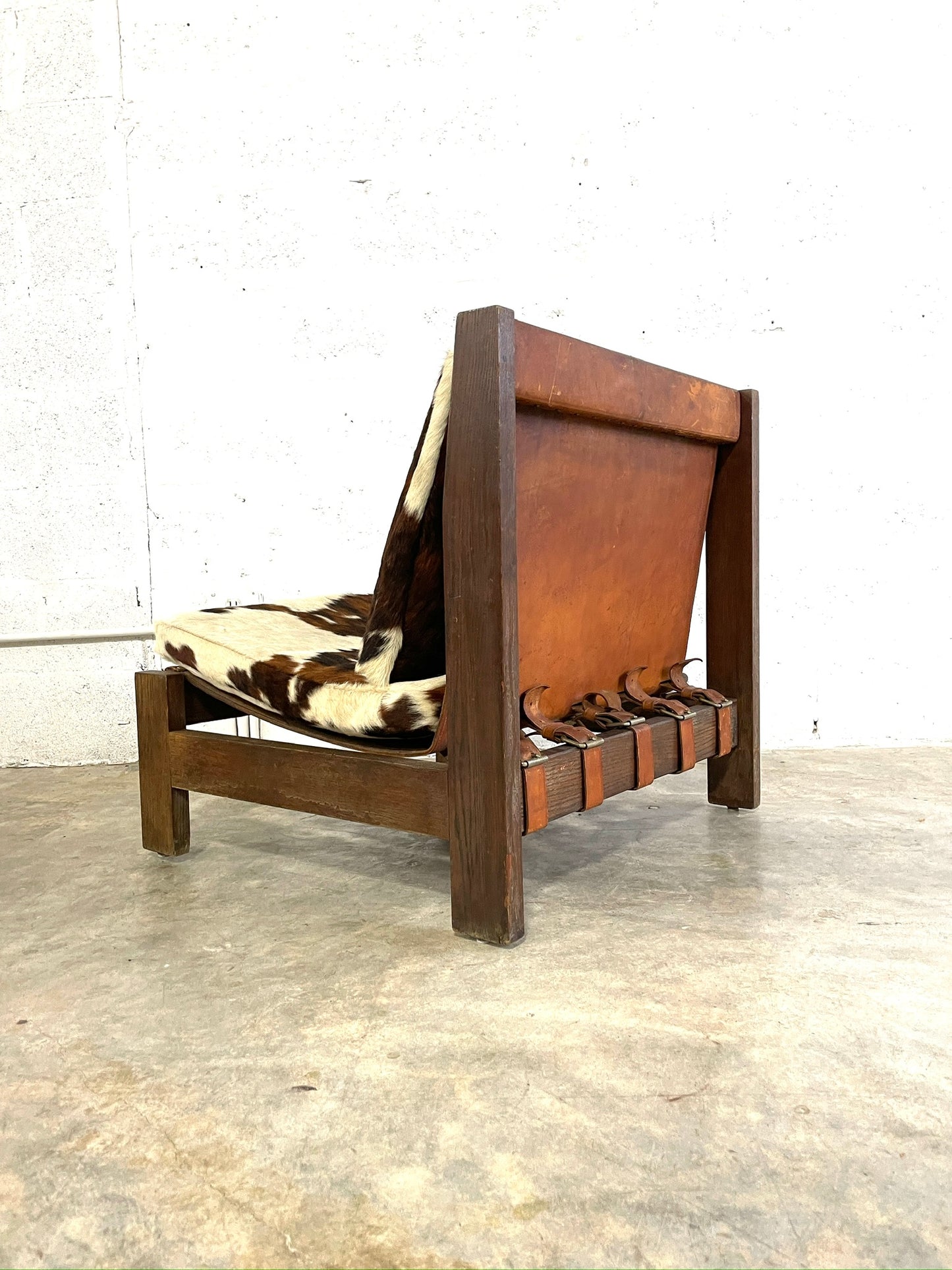 Mid Century Vintage Modern Leather Safari Chair