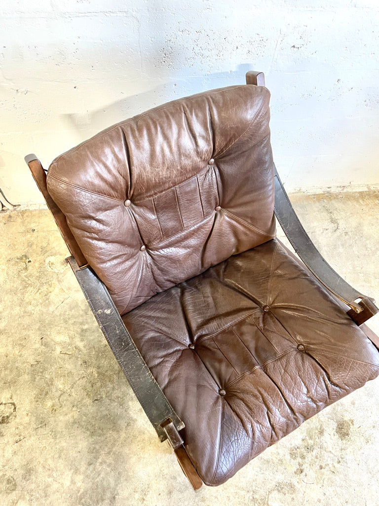 Torbjörn Afdal "Hunter" Brown Leather Lounge Safari Chair