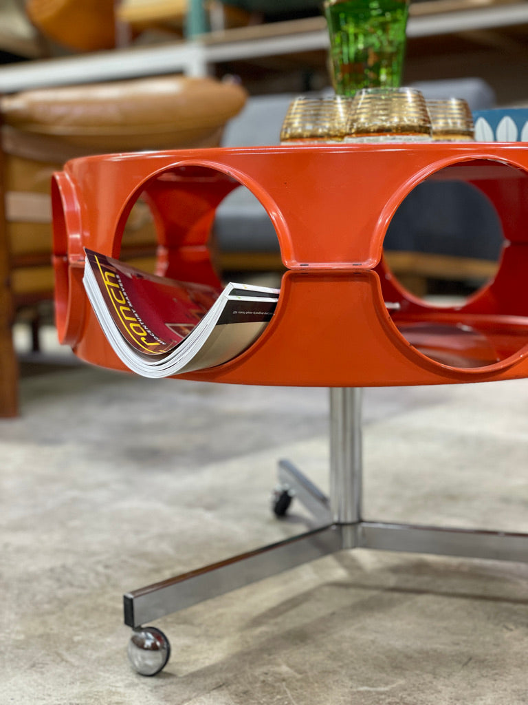 Mid Century Space Age Rotobar Bar Cart Table by Curver