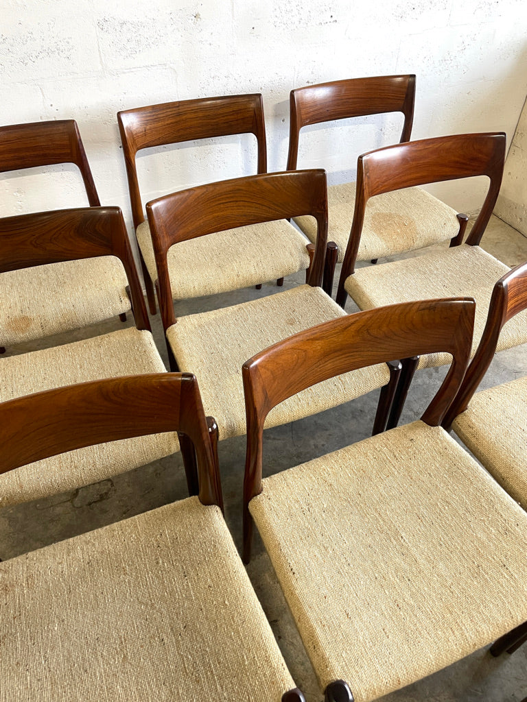 Niels Moller Model 75 Set of 10 Rosewood Danish Modern Dining Chairs