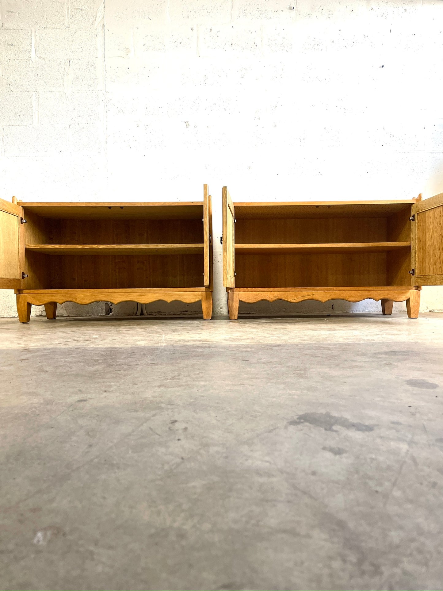 Henning Kjaernulf Oak Brutalist Danish Side Tables or Nightstands