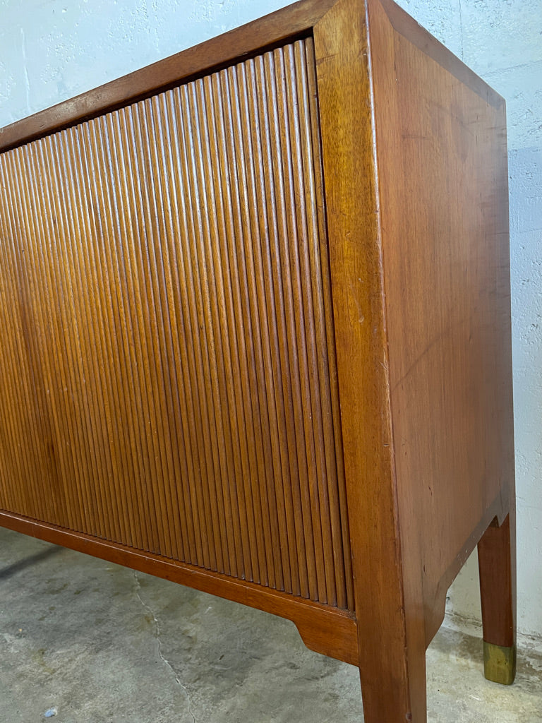 Mid Century Danish Modern Console or Bar Tambour Door
