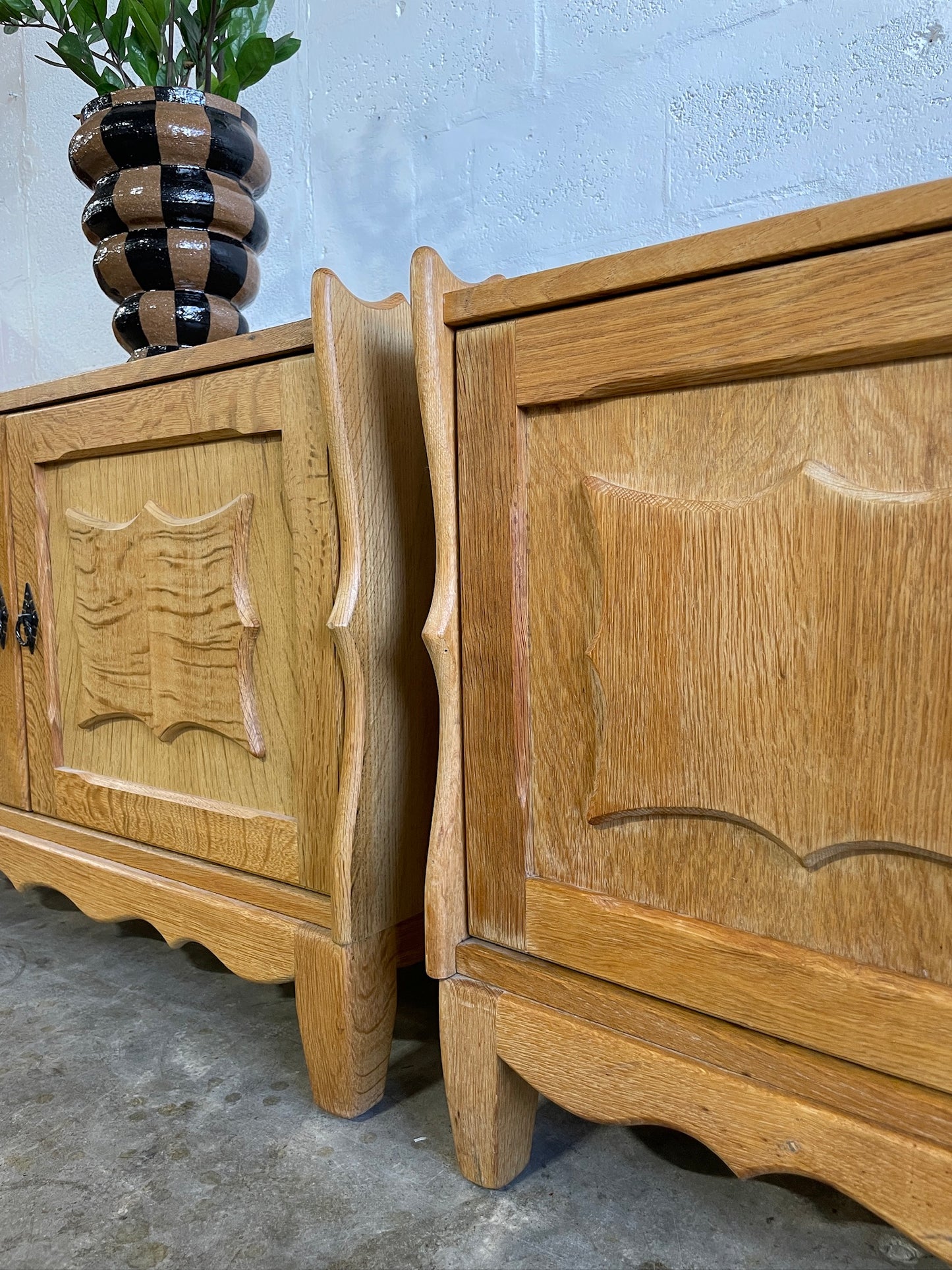 Henning Kjaernulf Oak Brutalist Danish Side Tables or Nightstands