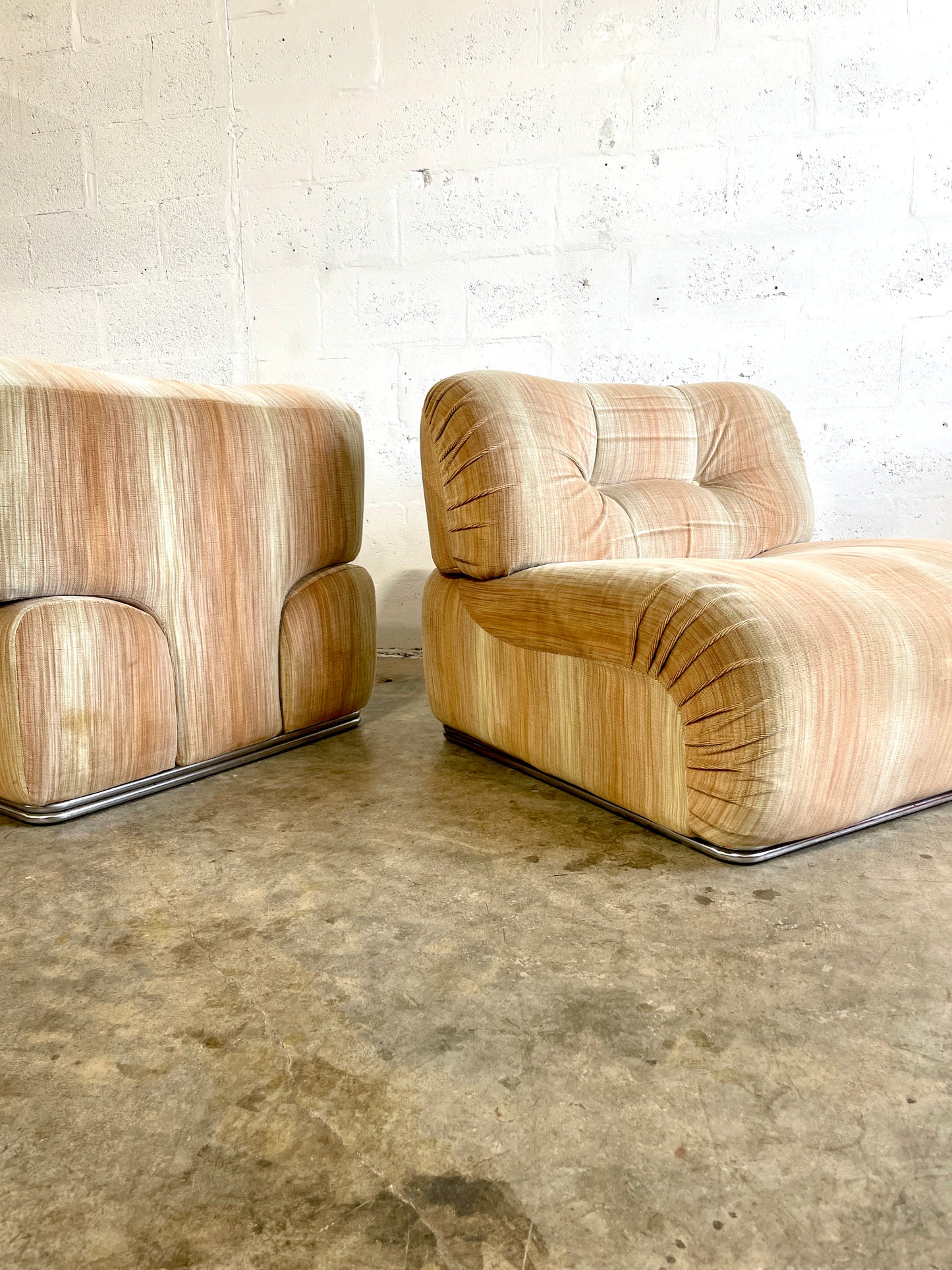 Pair Danish Mid Century Modern Modular Lounge Chairs