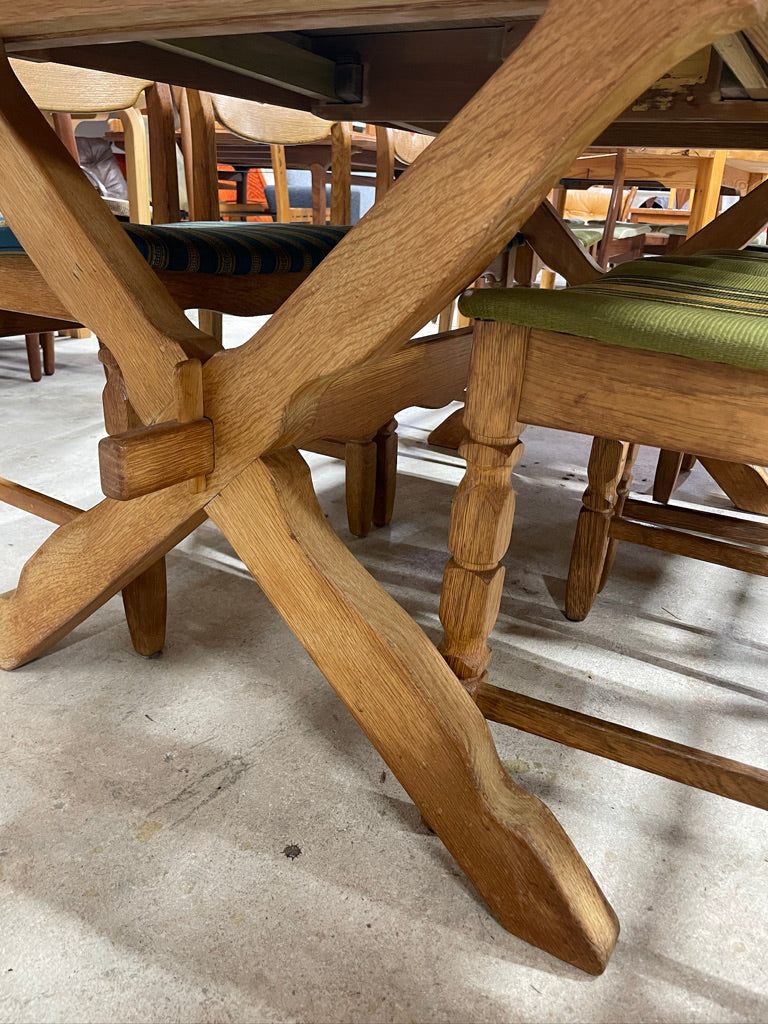 Henning Kjaernulf Oak Primitive Dining Table Expandable