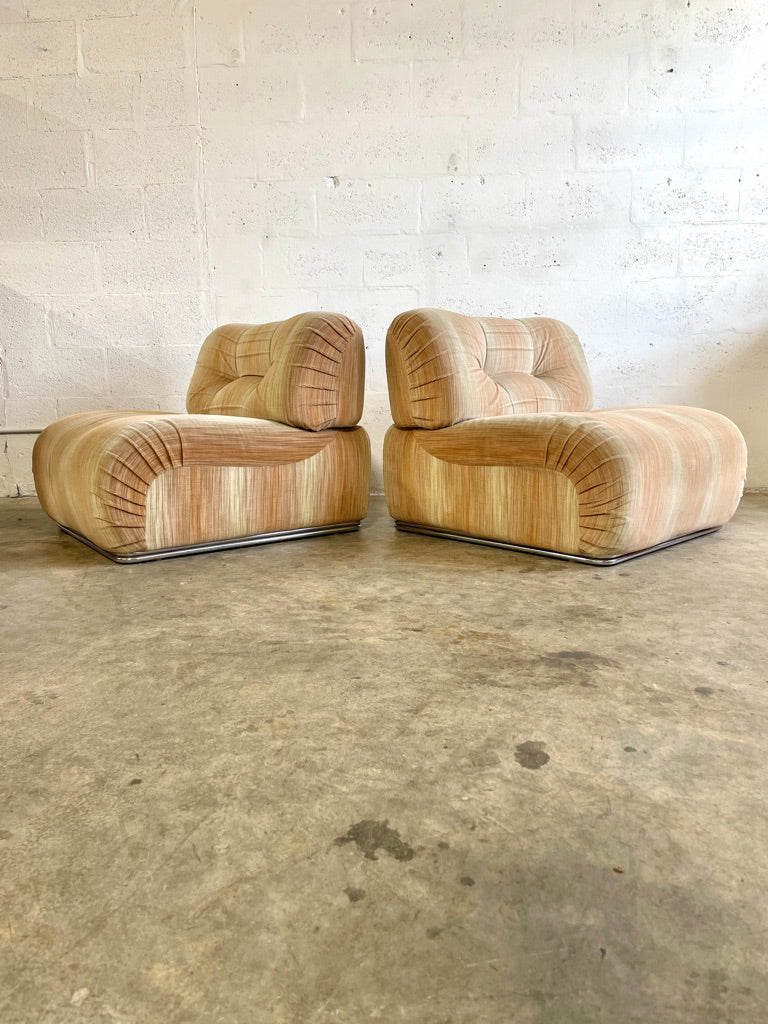 Pair Danish Mid Century Modern Modular Lounge Chairs