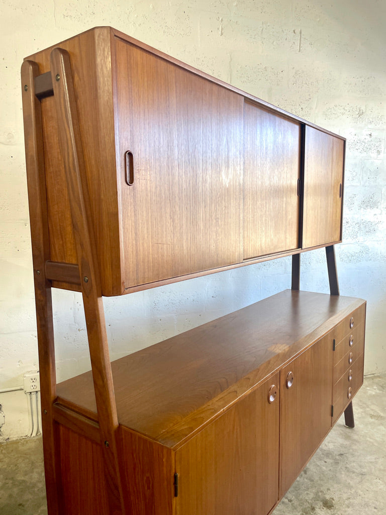 Danish Mid Century Modern 2-Tier Credenza or Sideboard Bar