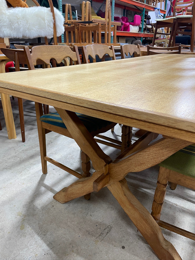 Henning Kjaernulf Oak Primitive Dining Table Expandable