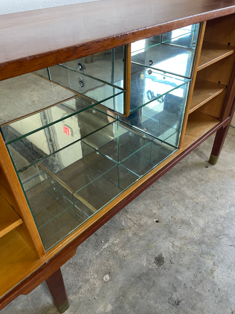 Mid Century Danish Modern Console or Bar Tambour Door