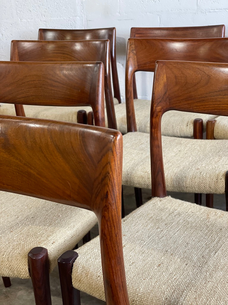 Niels Moller Model 75 Set of 10 Rosewood Danish Modern Dining Chairs