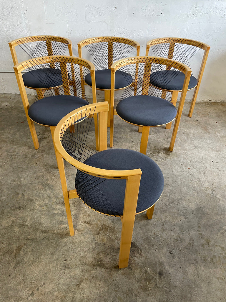 Niels Jorgen String Dining Chairs Set of 6 Danish Modern