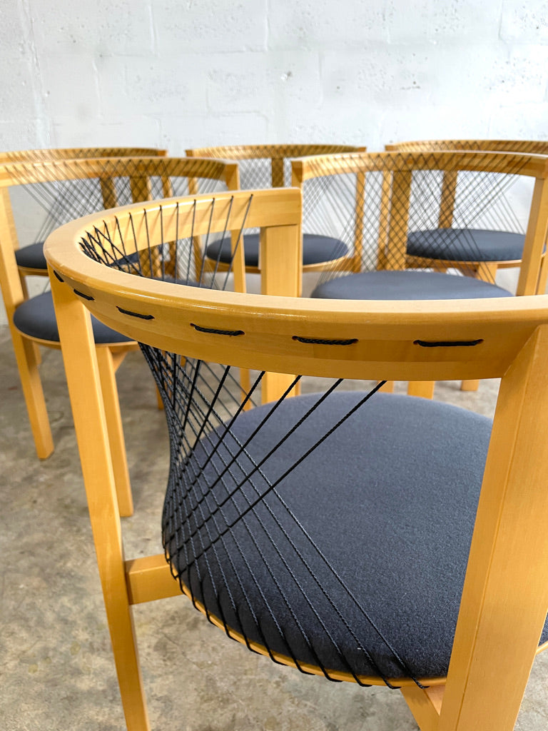 Niels Jorgen String Dining Chairs Set of 6 Danish Modern
