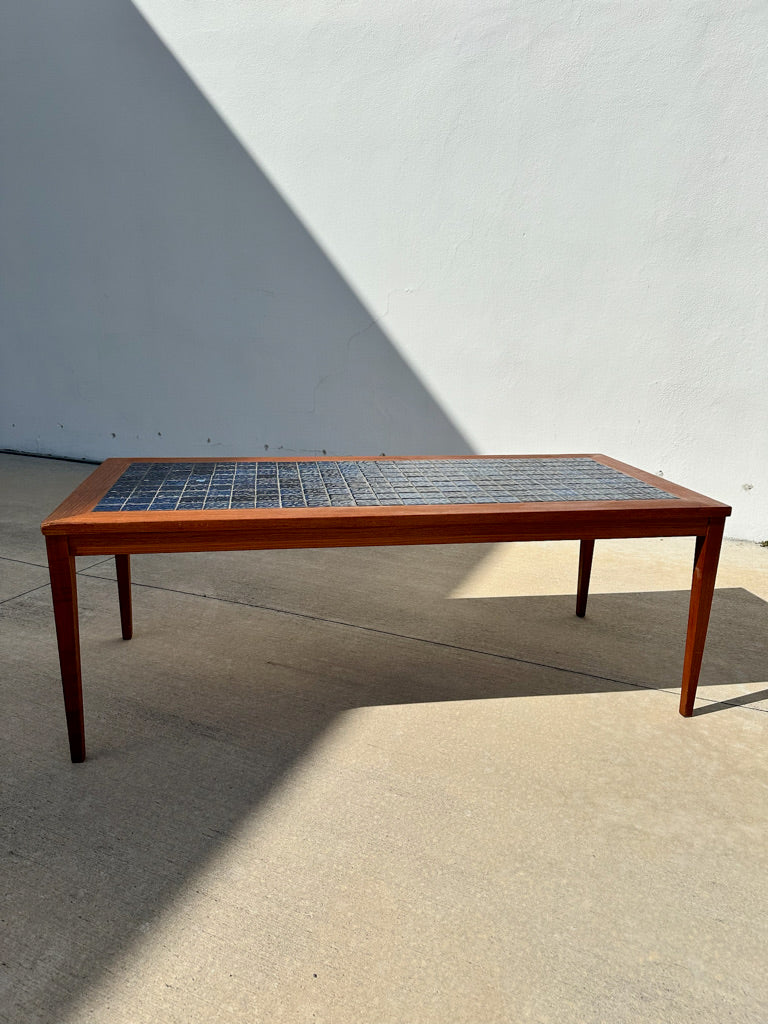 Danish Modern Coffee Table Blue Tile or Mosaic