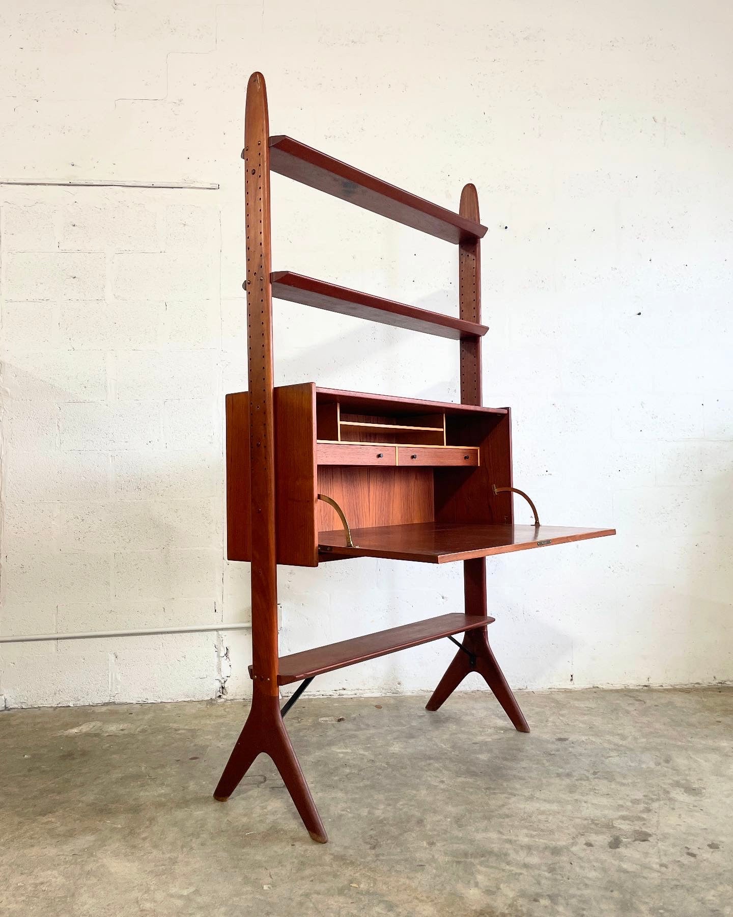 Danish Modern Bookcase Wall Unit or Room Divider with Secretary Desk by Arne Hovmand Olsen