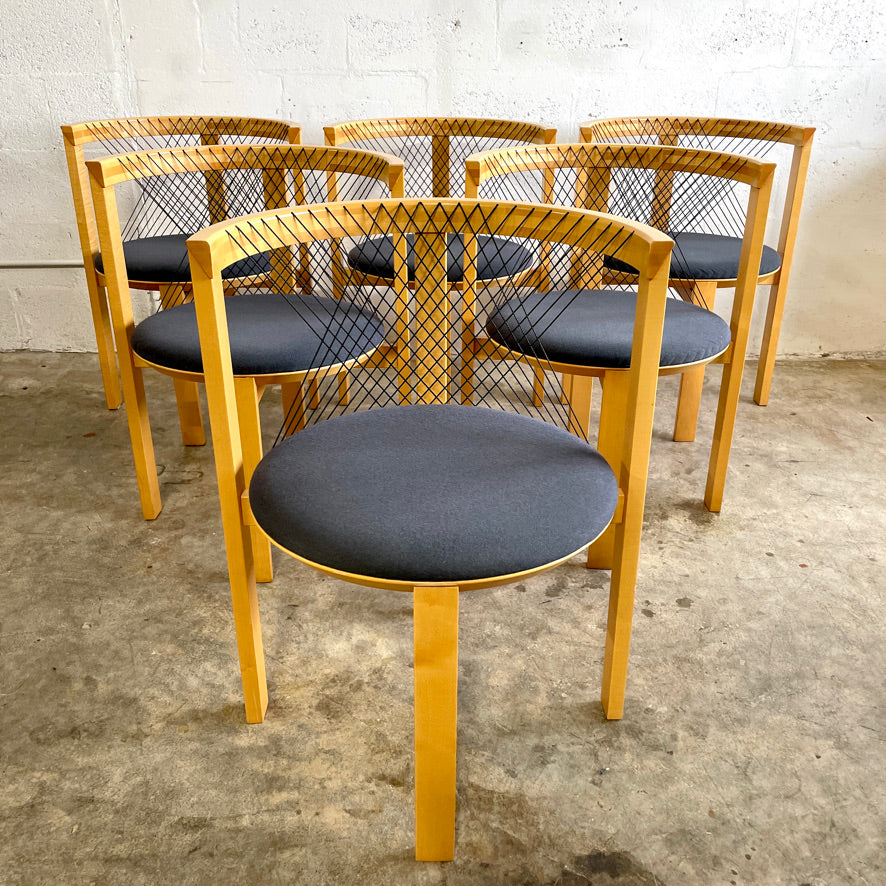 Niels Jorgen String Dining Chairs Set of 6 Danish Modern