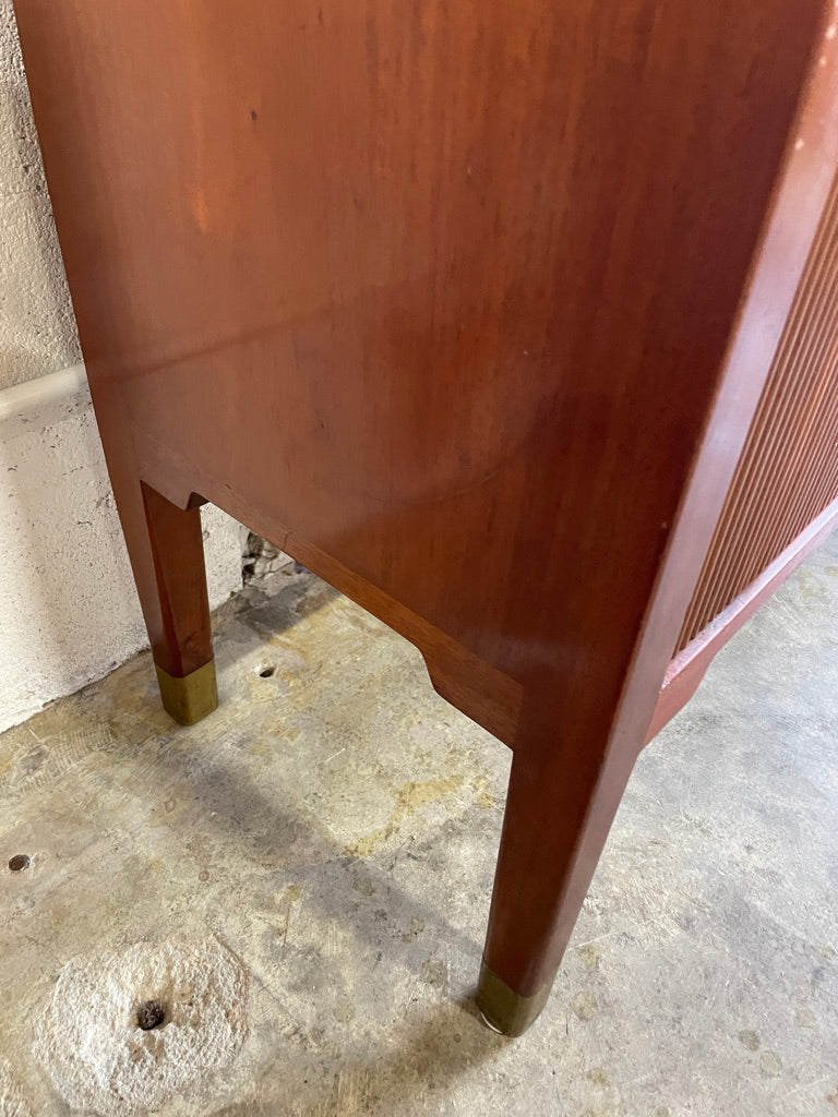 Mid Century Danish Modern Console or Bar Tambour Door