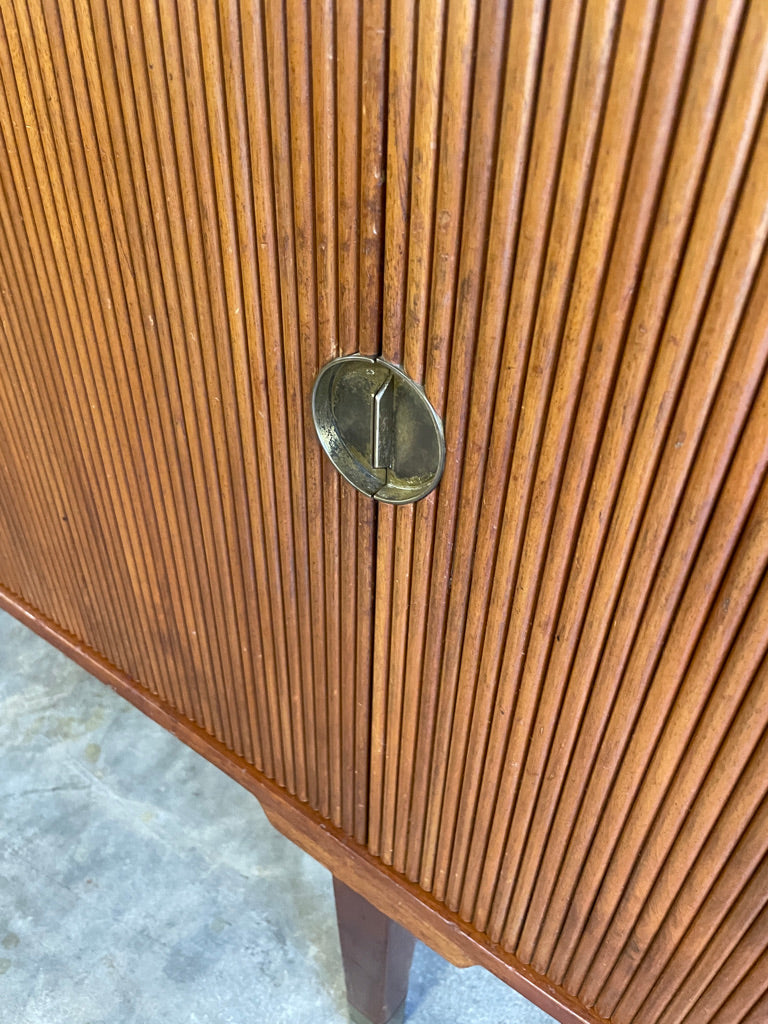 Mid Century Danish Modern Console or Bar Tambour Door