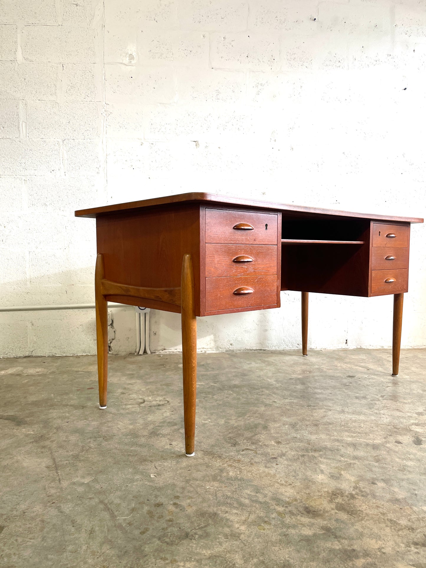 Danish Mid Century Modern Teak Floating Desk