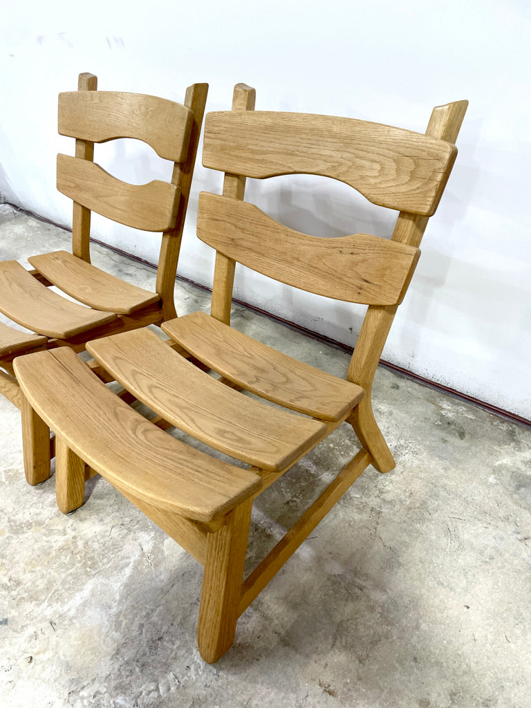 Pair of Dittmann & Co Brutalist Fireplace Oak Danish Modern Chairs