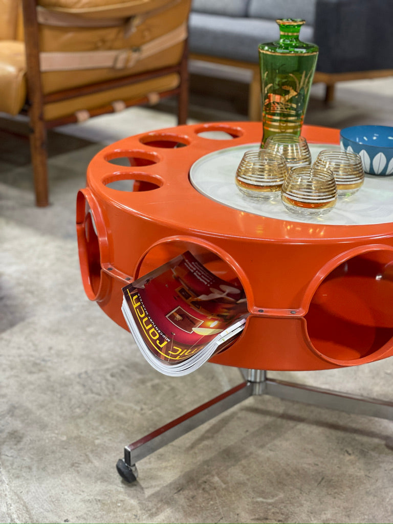 Mid Century Space Age Rotobar Bar Cart Table by Curver