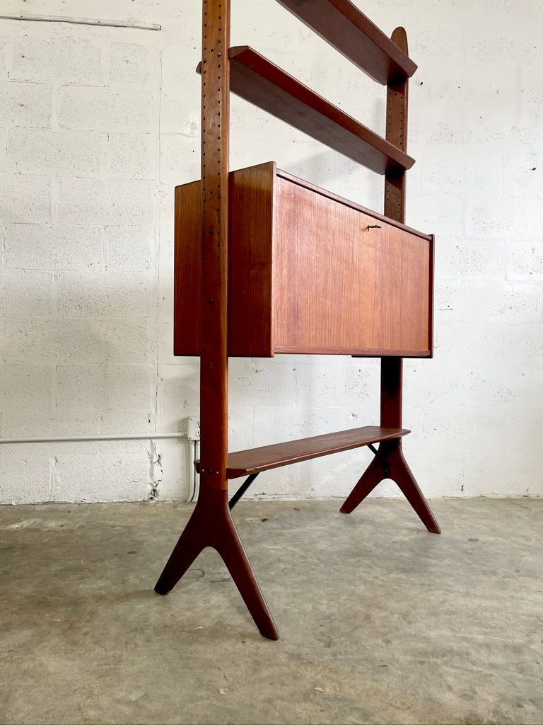 Danish Modern Bookcase Wall Unit or Room Divider with Secretary Desk by Arne Hovmand Olsen