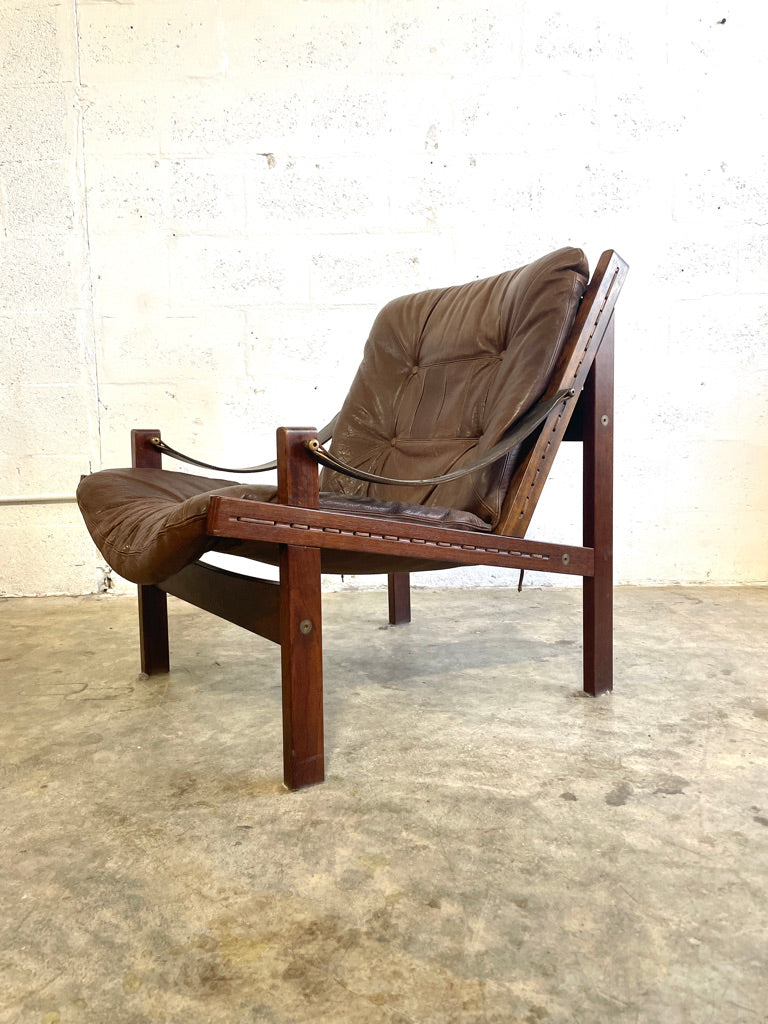 Torbjörn Afdal "Hunter" Brown Leather Lounge Safari Chair
