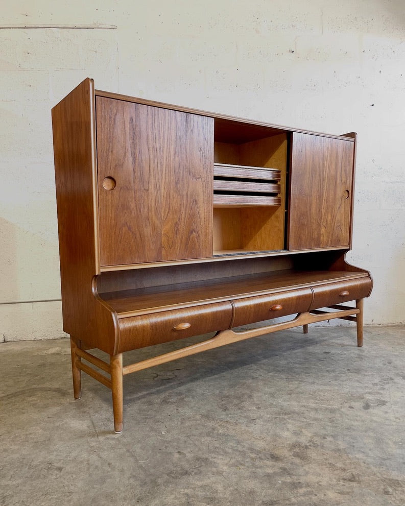 Danish Mid Century Modern Tall Sideboard or Buffet