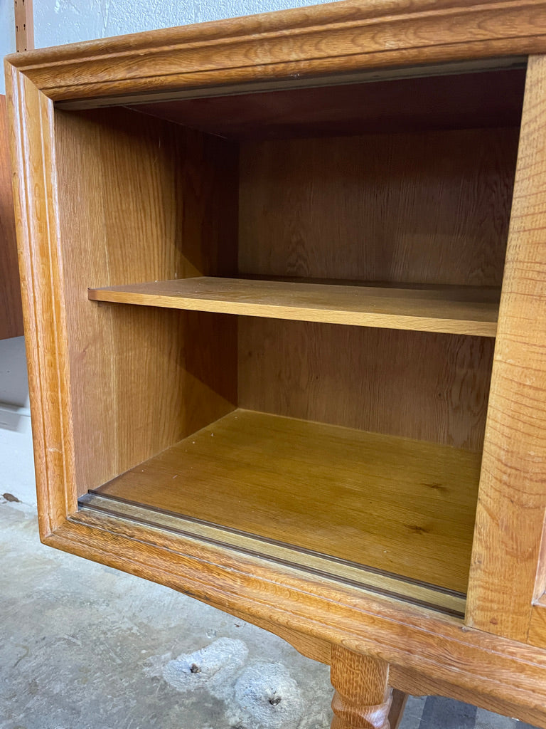 Danish Brutalist Rustic Oak Credenza or Console