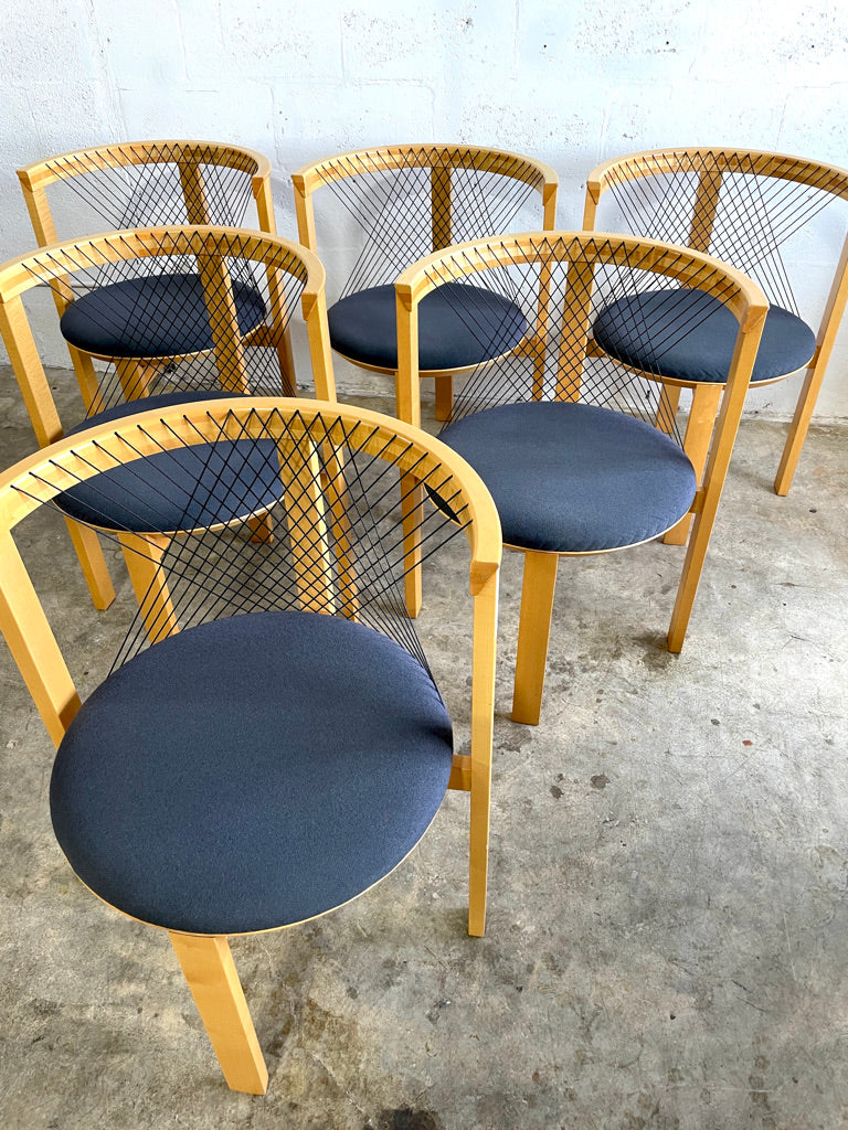 Niels Jorgen String Dining Chairs Set of 6 Danish Modern