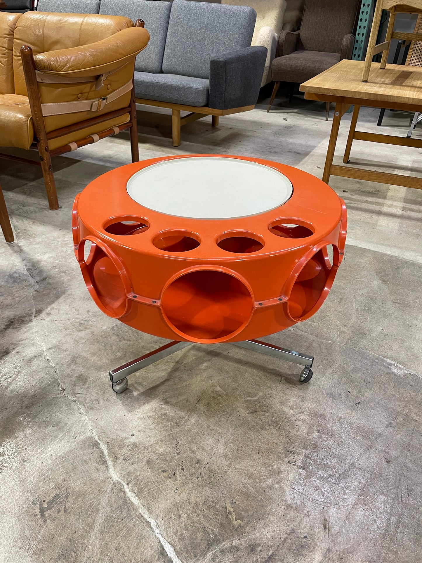 Mid Century Space Age Rotobar Bar Cart Table by Curver