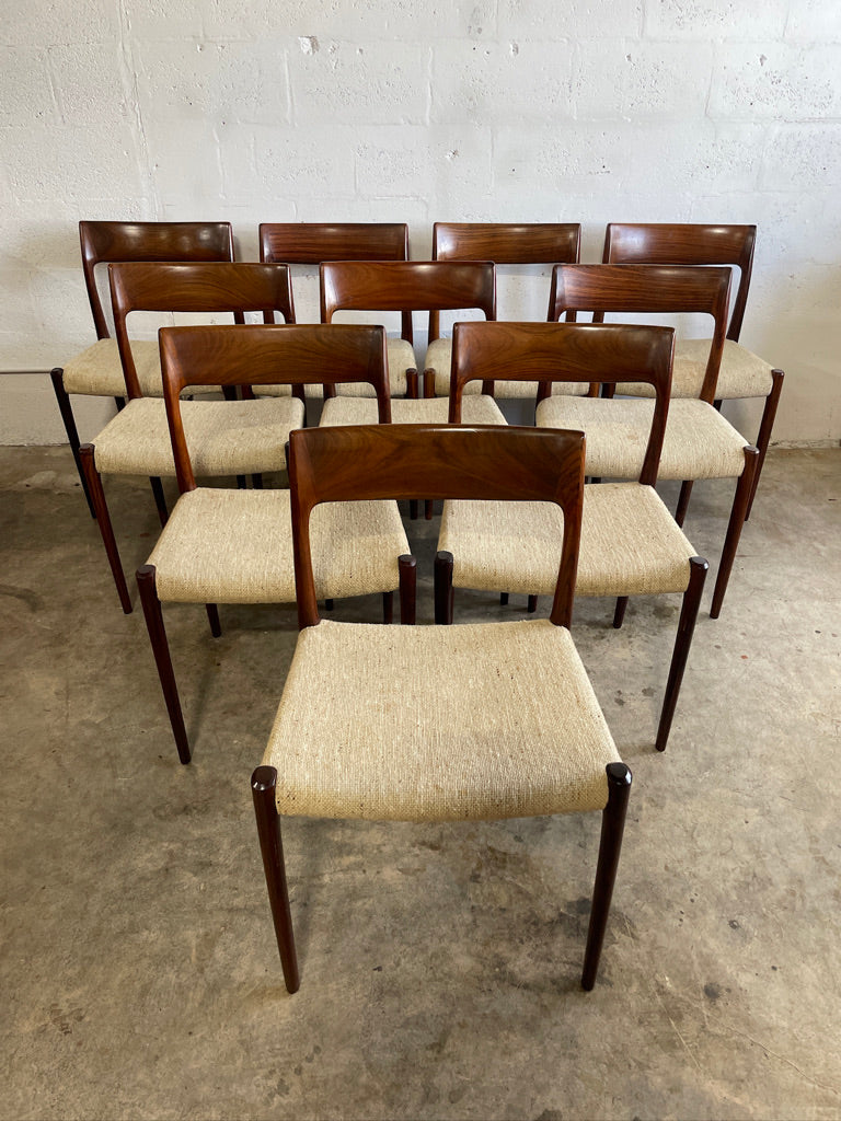 Niels Moller Model 75 Set of 10 Rosewood Danish Modern Dining Chairs