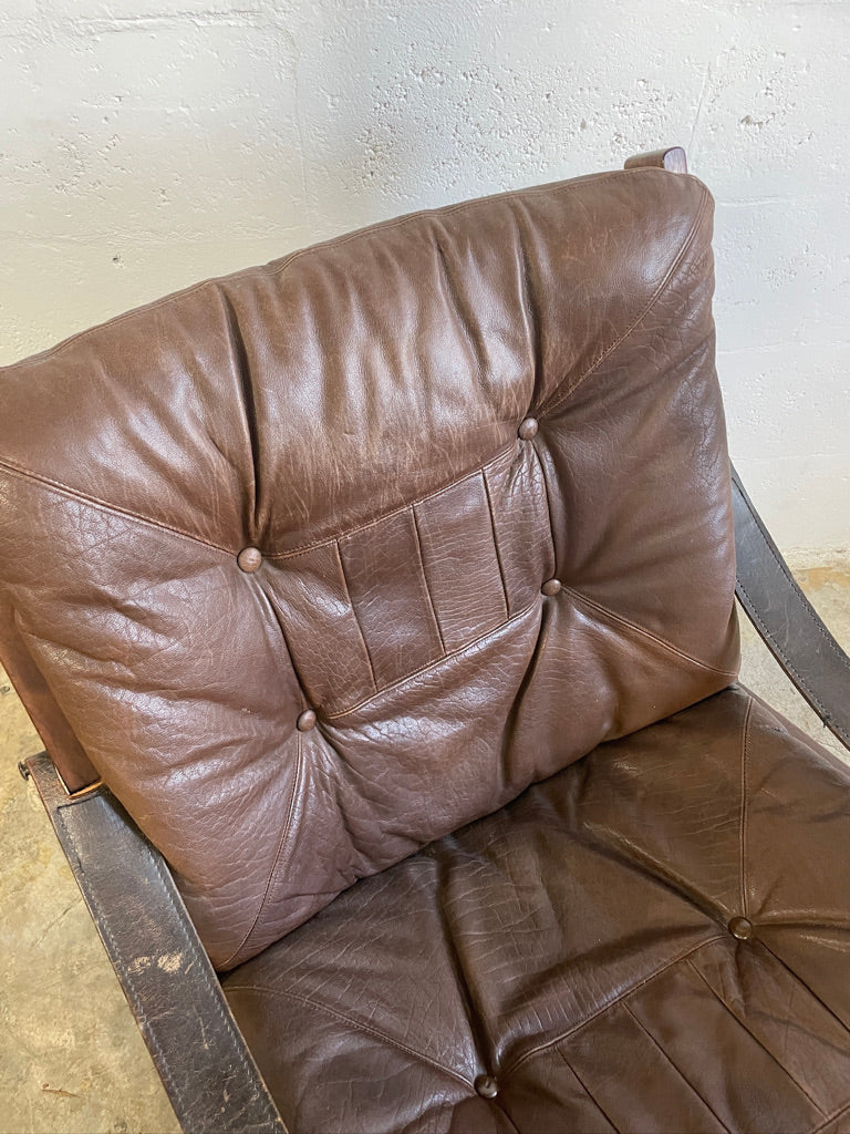 Torbjörn Afdal "Hunter" Brown Leather Lounge Safari Chair