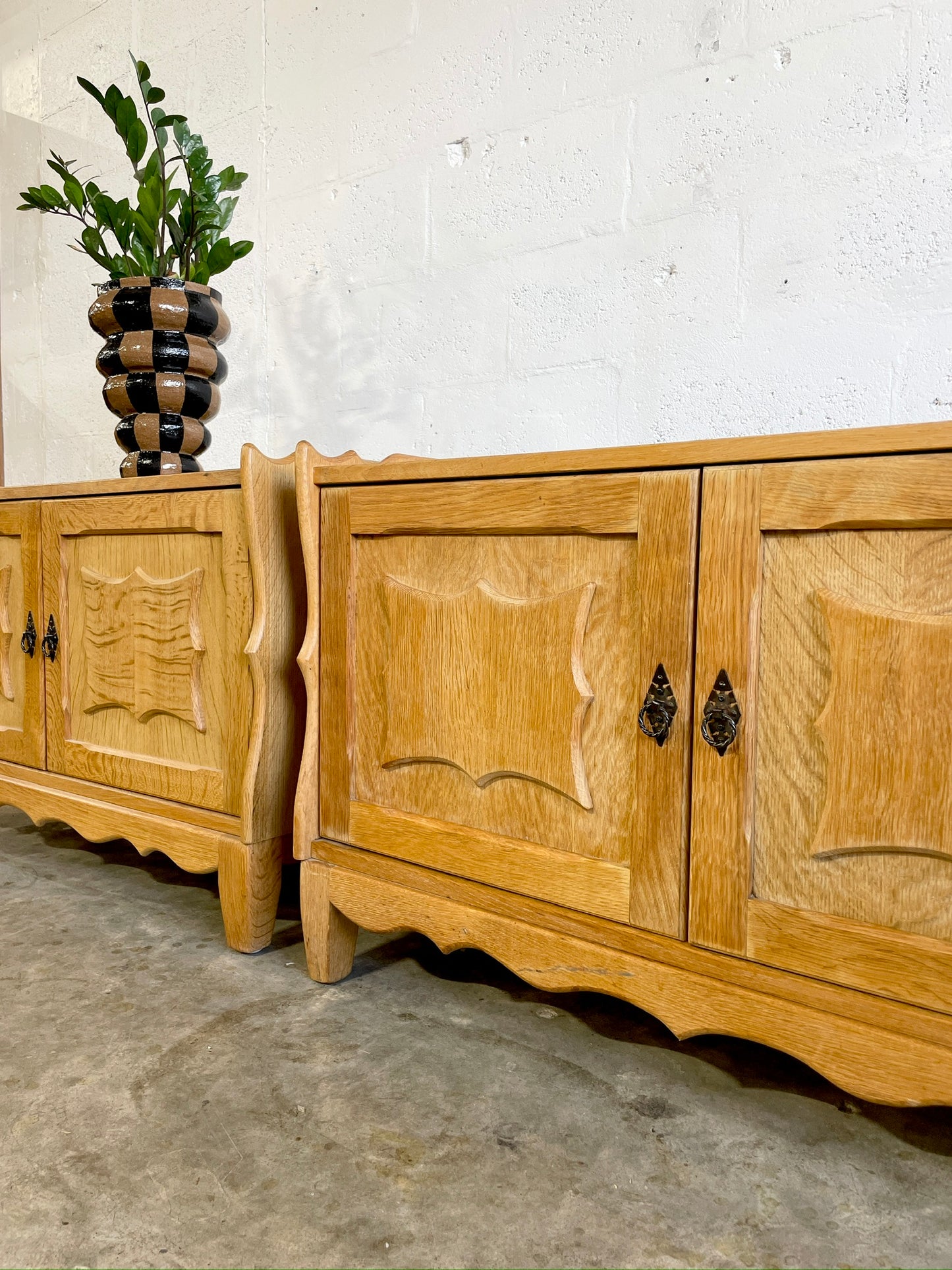 Henning Kjaernulf Oak Brutalist Danish Side Tables or Nightstands