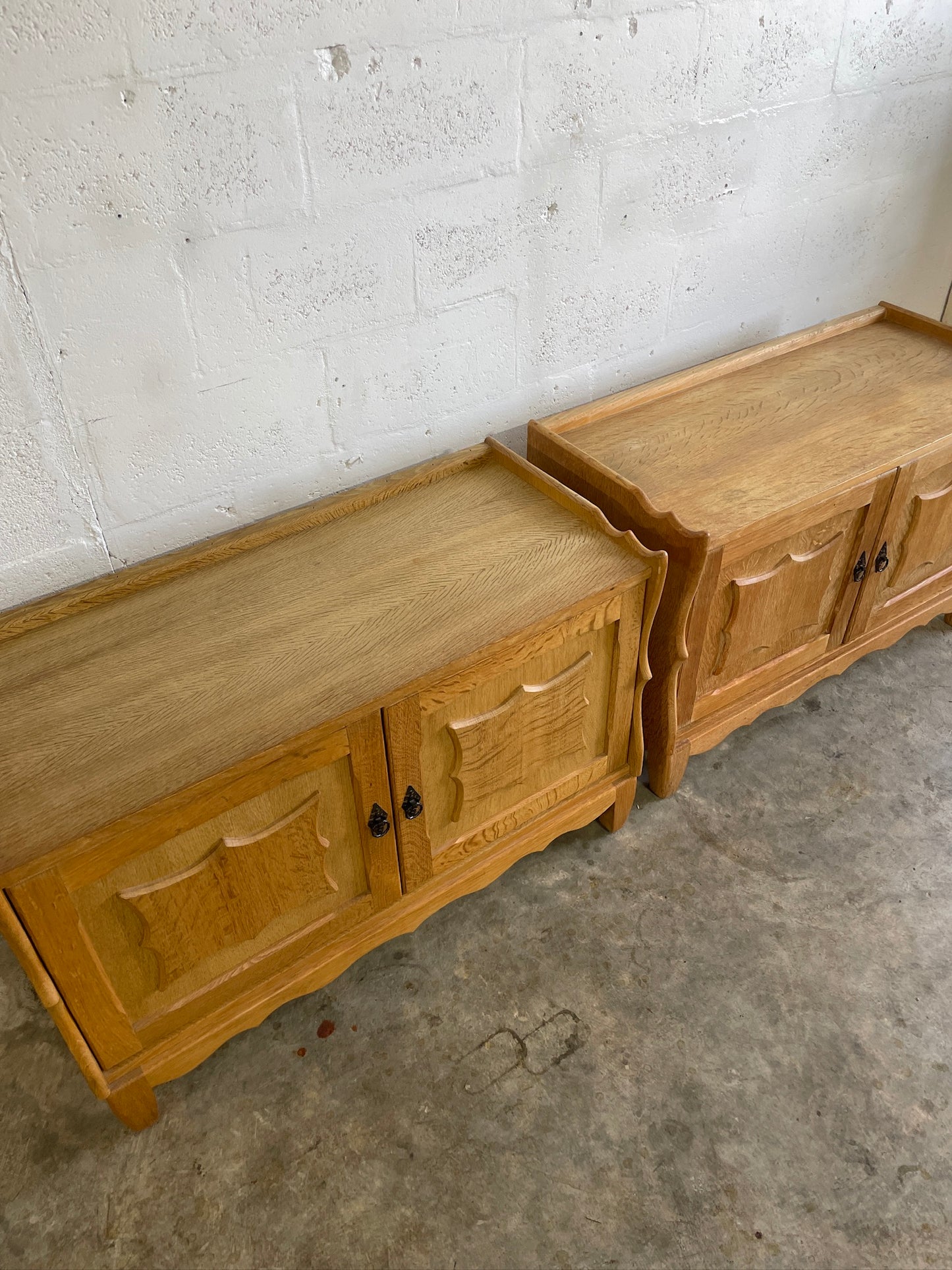 Henning Kjaernulf Oak Brutalist Danish Side Tables or Nightstands