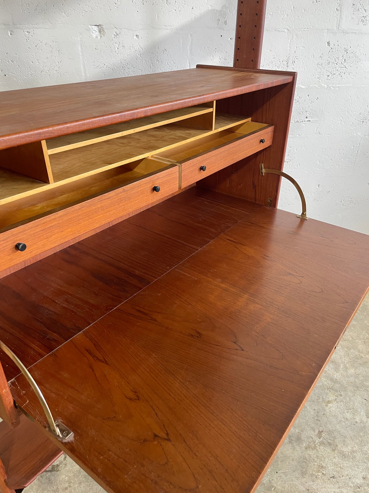 Danish Modern Bookcase Wall Unit or Room Divider with Secretary Desk by Arne Hovmand Olsen