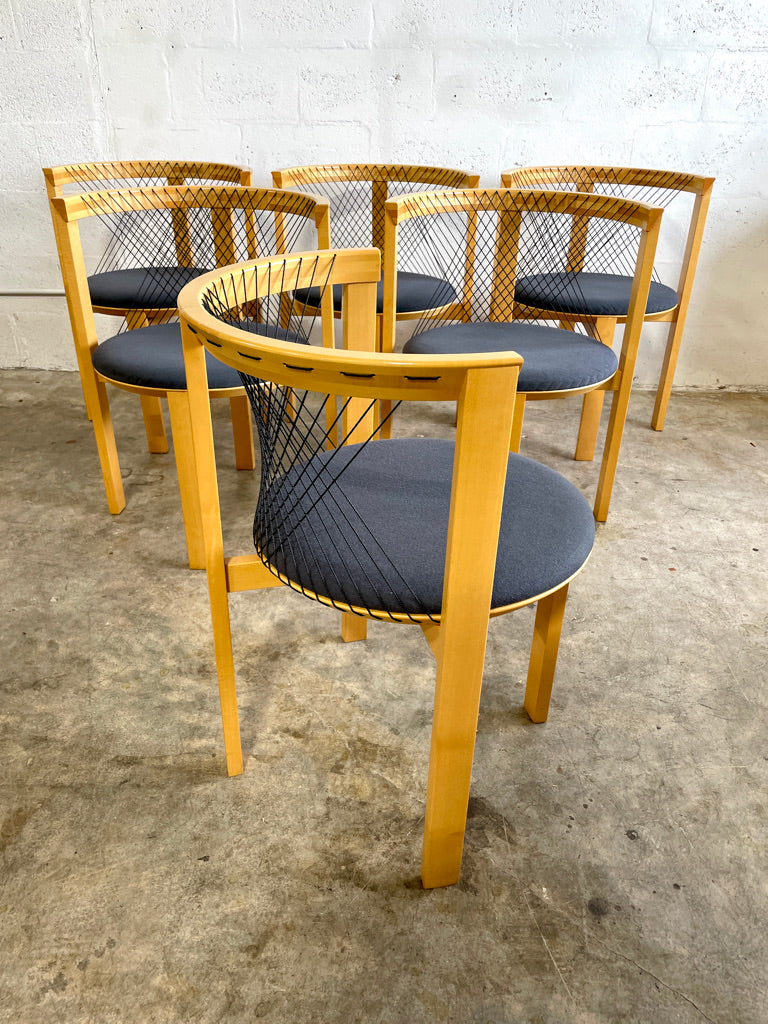 Niels Jorgen String Dining Chairs Set of 6 Danish Modern