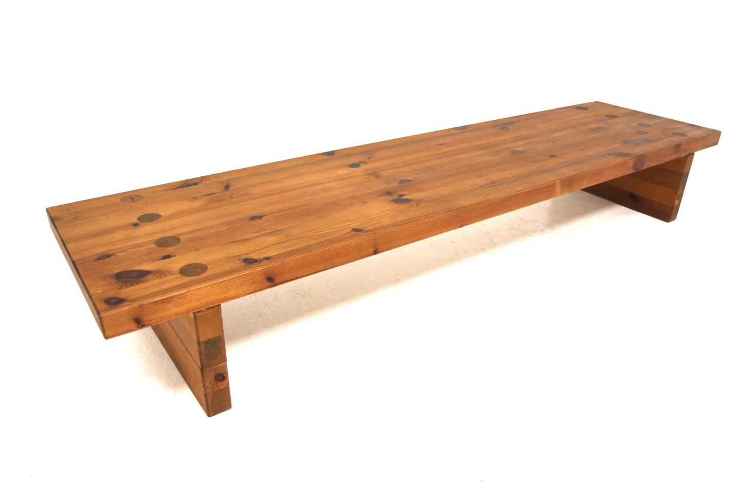 Mid Century Modern Pine Brutalist Chunky Coffee Table or Bench by Sven Larsson