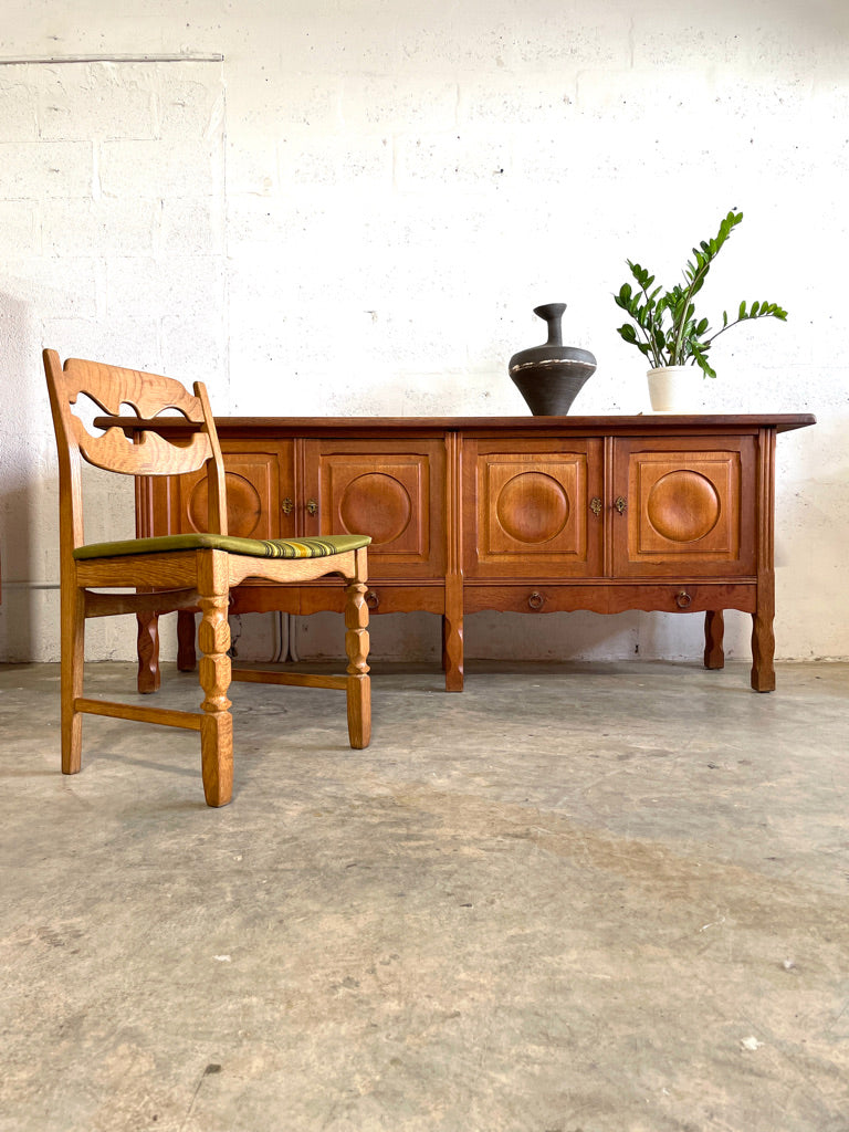 Danish Brutalist Oak Console or Credenza Henning Kjaernulf Attrib