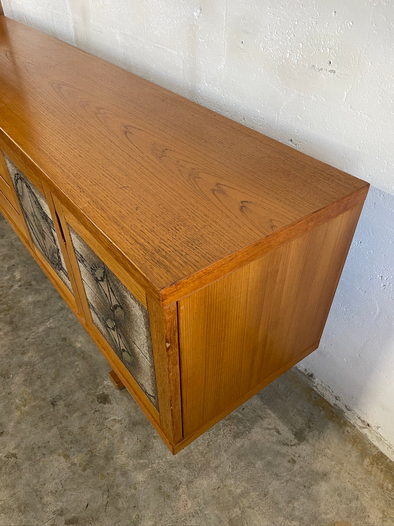 Danish Mid Century Modern Tile Credenza Console Poul Poulsen for Gangso Mobler